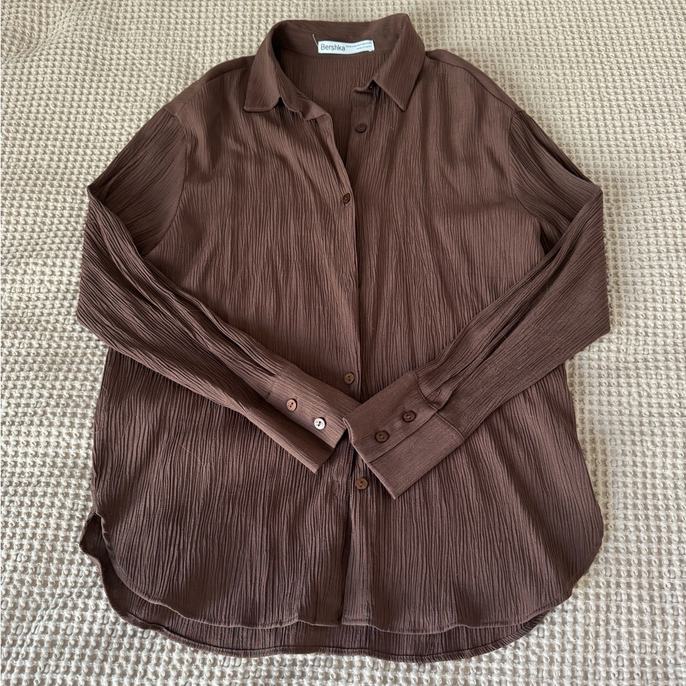 Bershka Textured Button Down Shirt